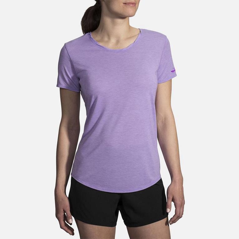 Brooks Womens Distance Short Sleeve Running Shirt - Purple (362948-CDZ)